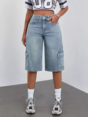 Elevated Wide-leg Denim Shorts