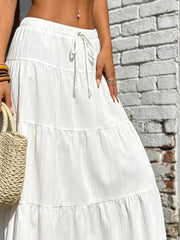Maxi Ruched Skirt in Brown, side view