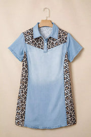 Leopard Print Accent Polo Dress