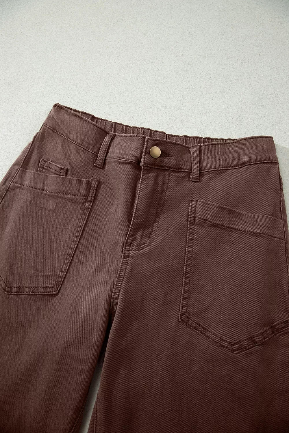 Solid Color Square Patch Pocket Barrel Jeans, side view