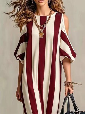 Striped Cold Shoulder Maxi Dress, fabric detail