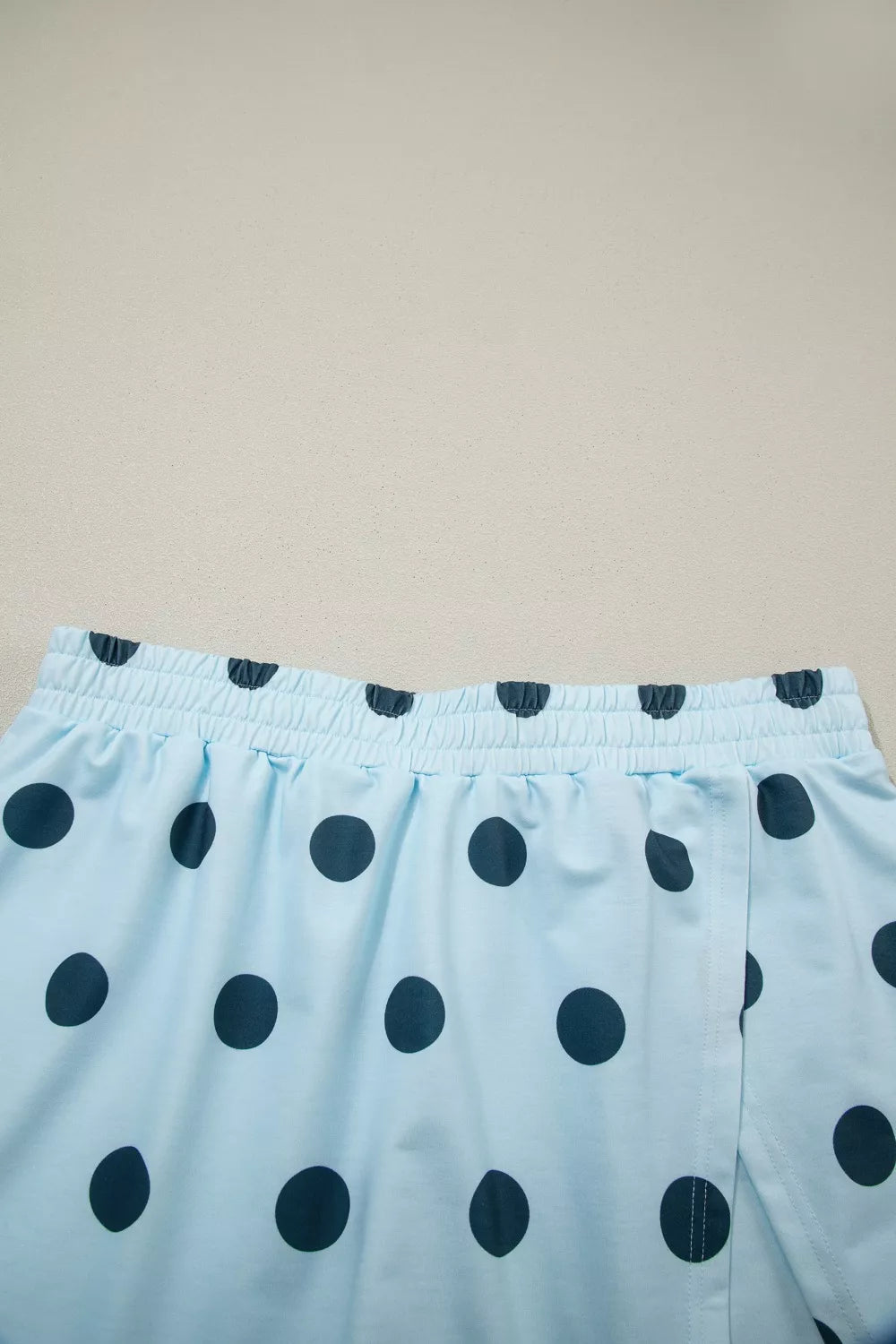 Pastel blue polka dot skort with elastic waistband