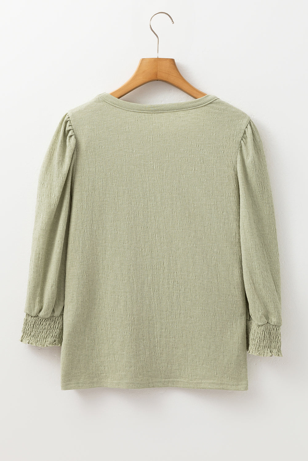 Sage textured puff sleeve blouse with elastic cuffs