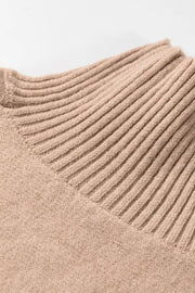 Ribbed Trim Mock Neck Short Sleeve Sweater, back view