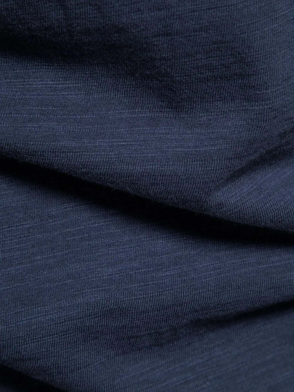 Navy slub cotton crewneck tee with textured fabric detail