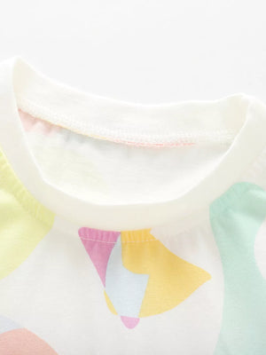 Children's Abstract Print Ruffle Sleeve T-shirt, close-up detail