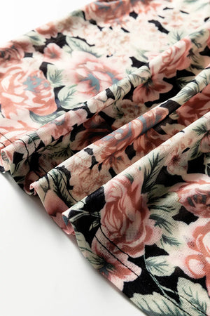 Multicolour Retro Floral Ruffle Tank Top in Floral, fit detail