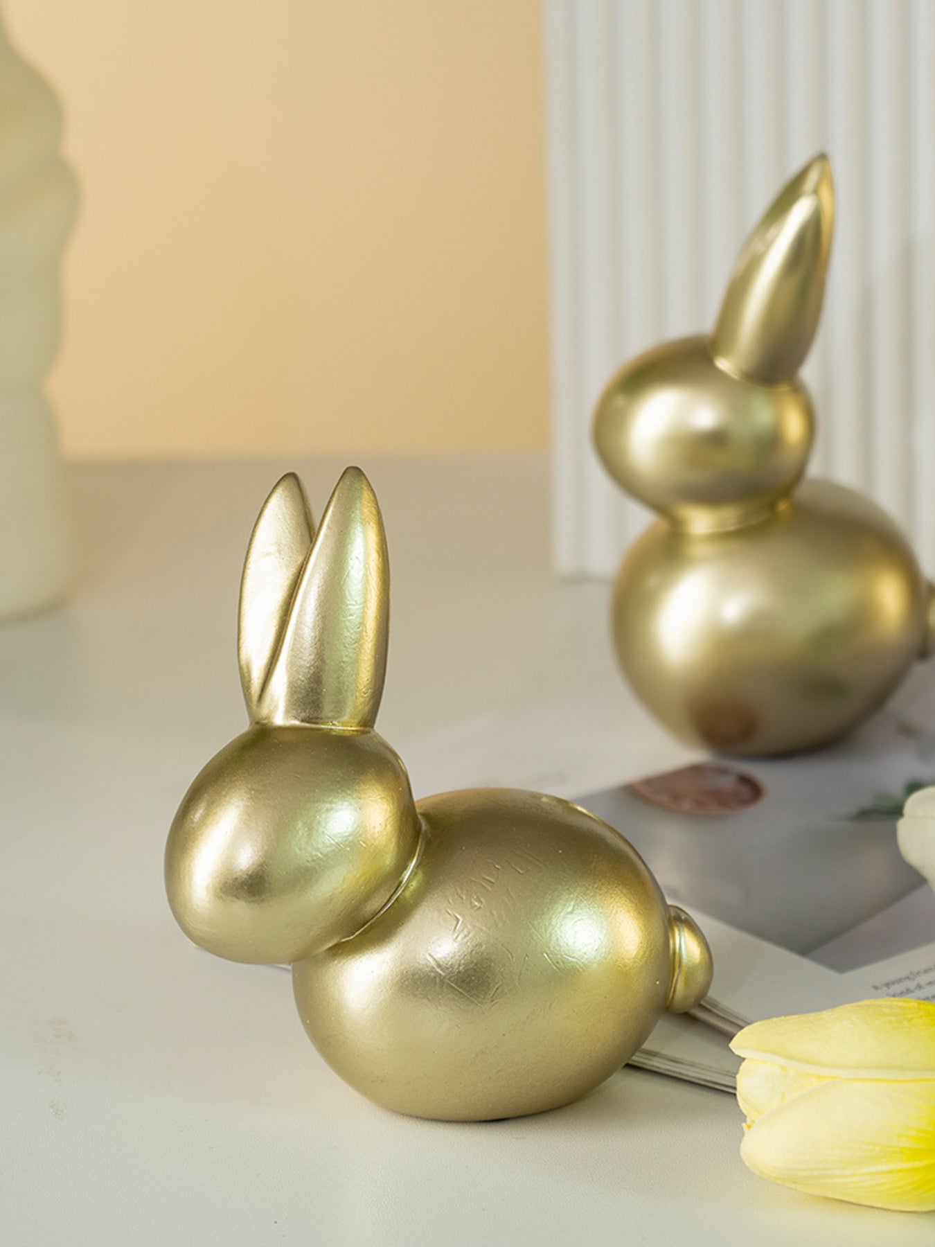 Elegant gold resin rabbit figurine, Style A, contemporary decor