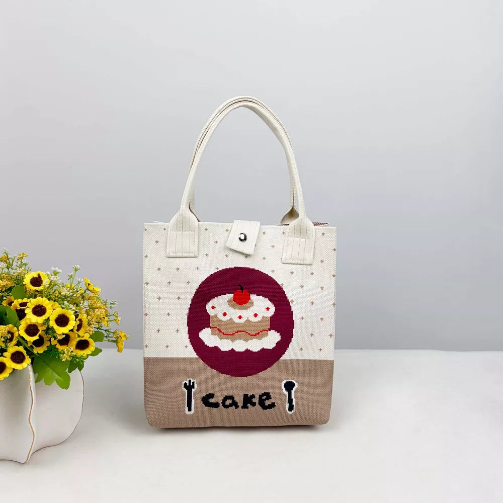 Cartoon Portable Medium Tote Bag, close-up detail