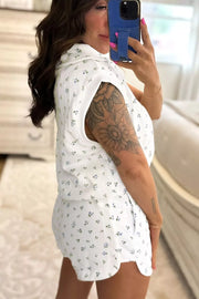 Floral Print Two-piece Set With Zipper