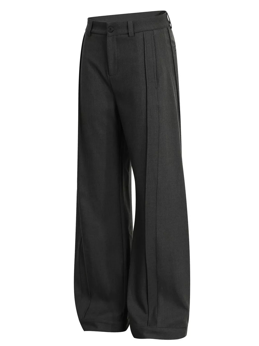 Men's Wide-legged Pleated Pants in Grey, side view