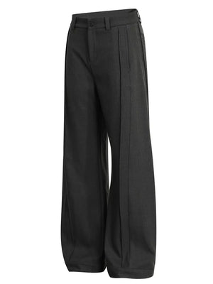 Men's Wide-legged Pleated Pants in Grey, side view