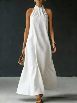 Full Size Halter Neck Maxi Dress Plus Size, close-up detail