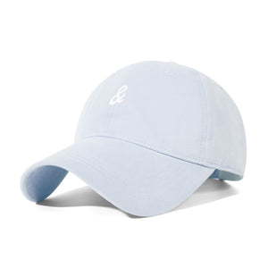 Blue embroidered cotton baseball hat with white logo