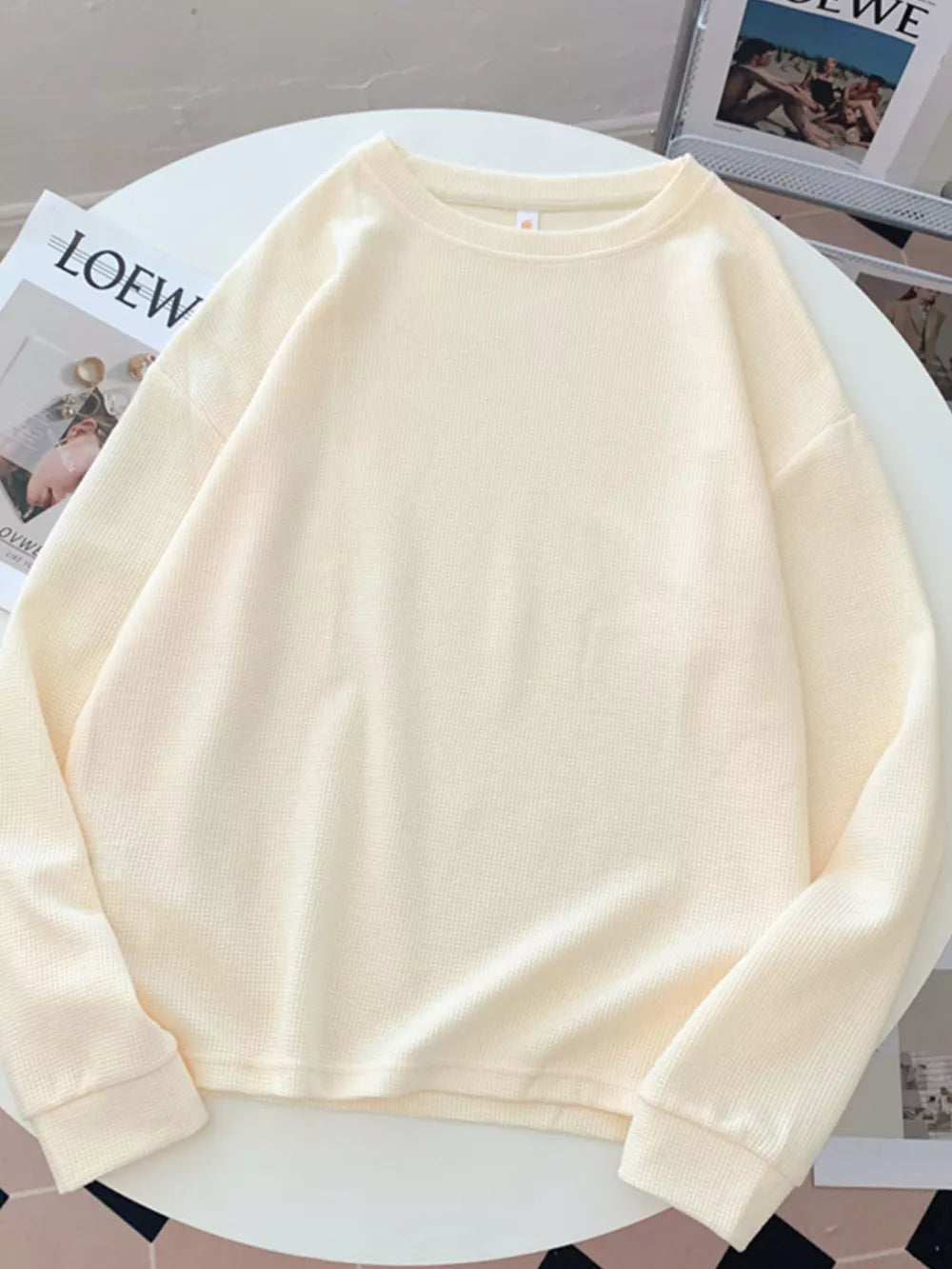 Crew Neck Long Sleeve Sweatshirt, model styling view