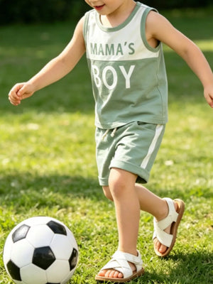 Children's Tank Top And Shorts Set in Light Green, alternate angle