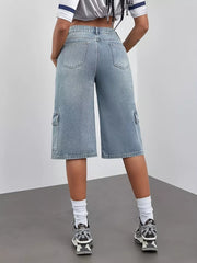 Elevated Wide-leg Denim Shorts