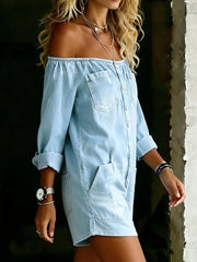 Effortless Off-shoulder Button-down Romper