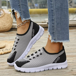 Round Toe Slip-ons in Black, close-up detail