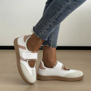 Round Toe Slip-ons in White, front view