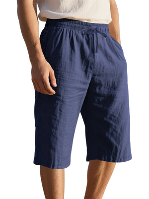 Men's Casual Drawstring Bermuda Shorts Plus Size in Light Blue, alternate angle