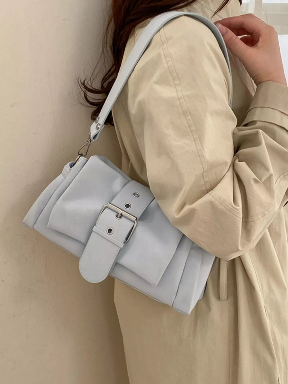 Buckle Detail Crossbody Bag in Blue, side view