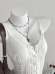 Smocked Lace Detail Cami, side view