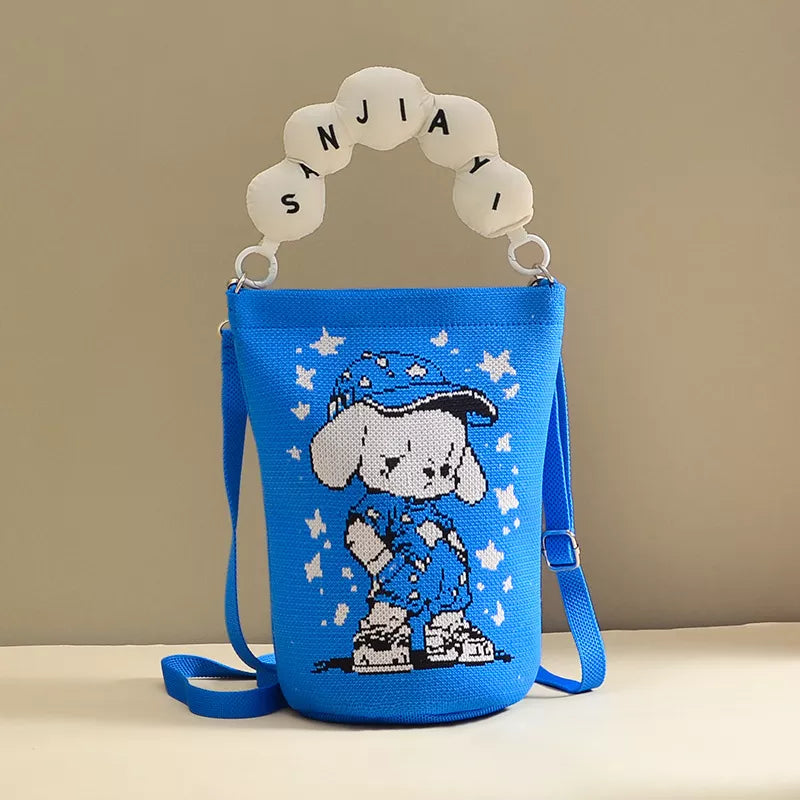 Cartoon Bucket Crossbody Bag, fabric detail