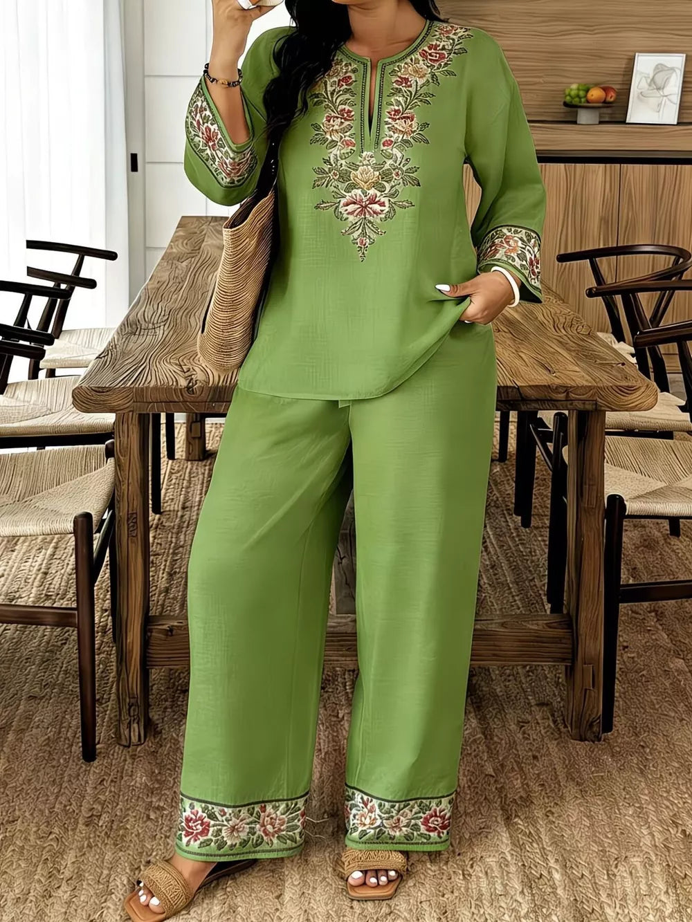 Embroidered Plus-size Two-piece Ensemble
