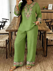 Embroidered Plus-size Two-piece Ensemble