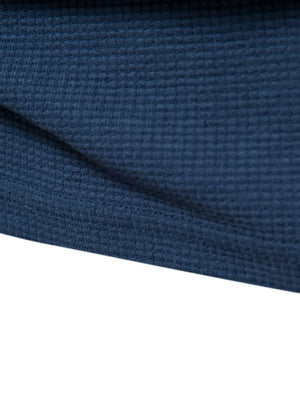 Navy textured crew-neck t-shirt knit fabric detail