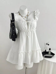 Frill Tie Front Mini Dress, front view