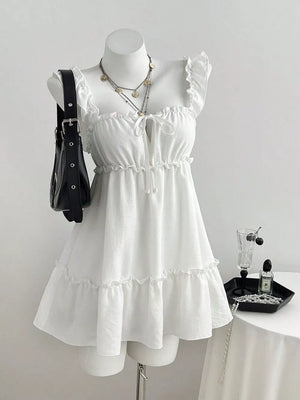 Frill Tie Front Mini Dress, front view