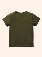 Toddler green crew neck t-shirt with short sleeves