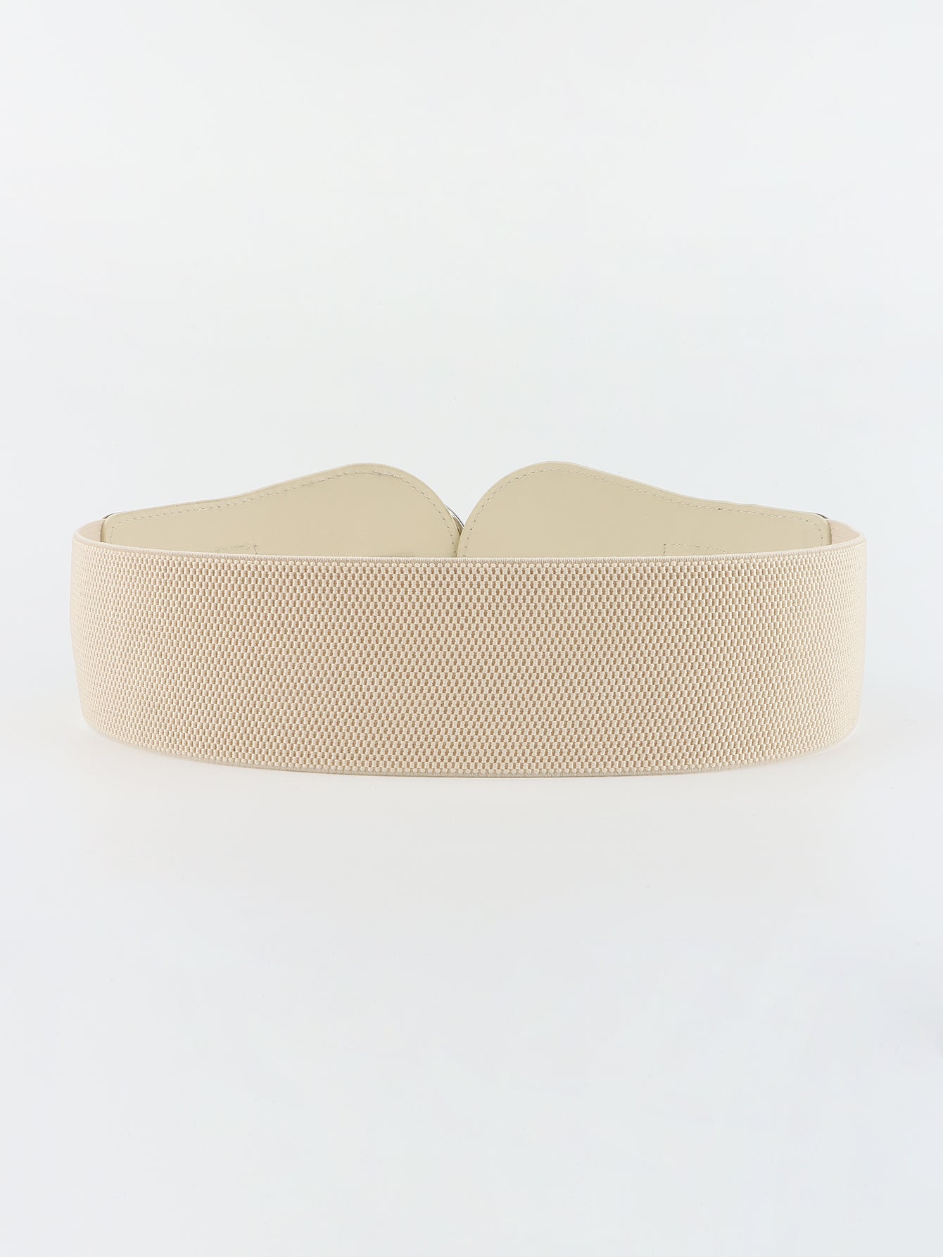 Caramel elastic waist cincher belt with sculpted faux leather detail and alloy buckle.