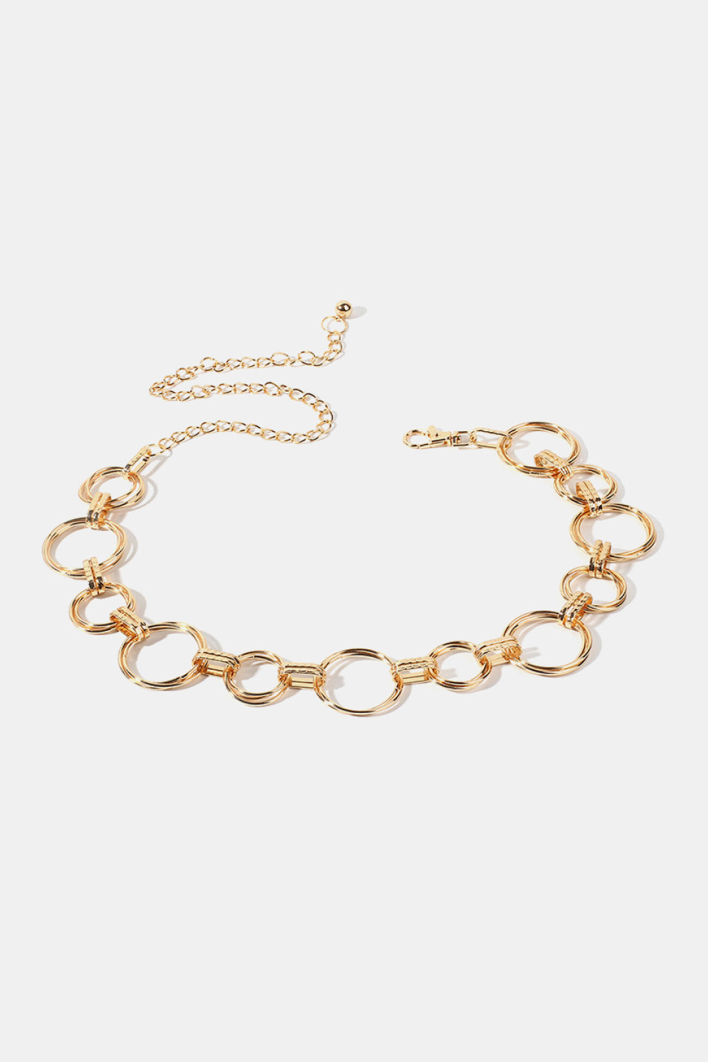 Gold linked circle waist chain belt with lobster clasp and extender chain