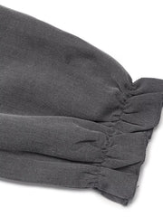 Dark gray cotton blend dress with ruffled notched sleeves detail
