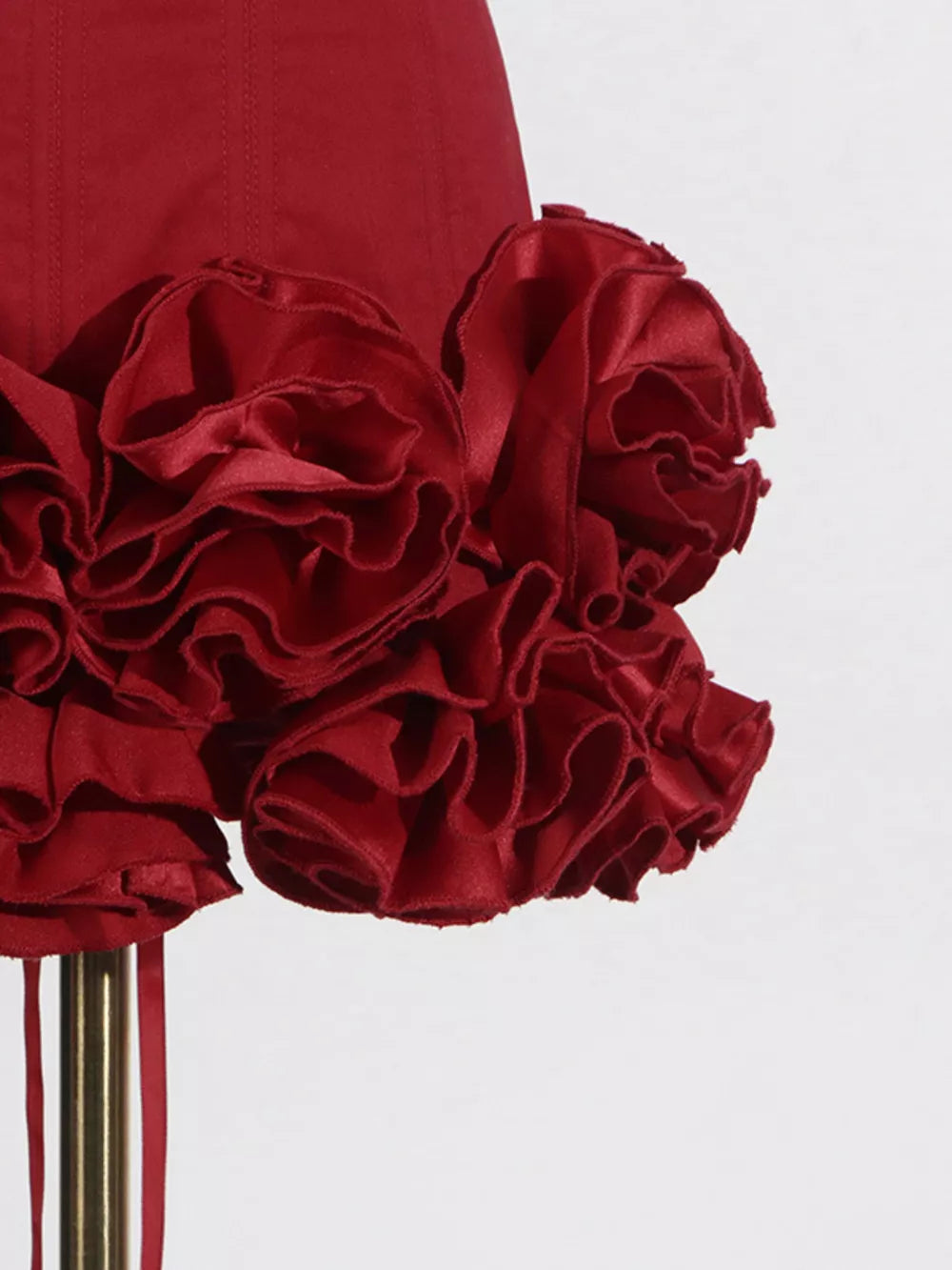 Ruffled Hem Tube Mini Dress in Red, editorial view