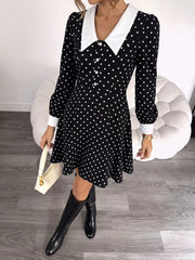 Charming Polka Dot Dress With Peter Pan Collar