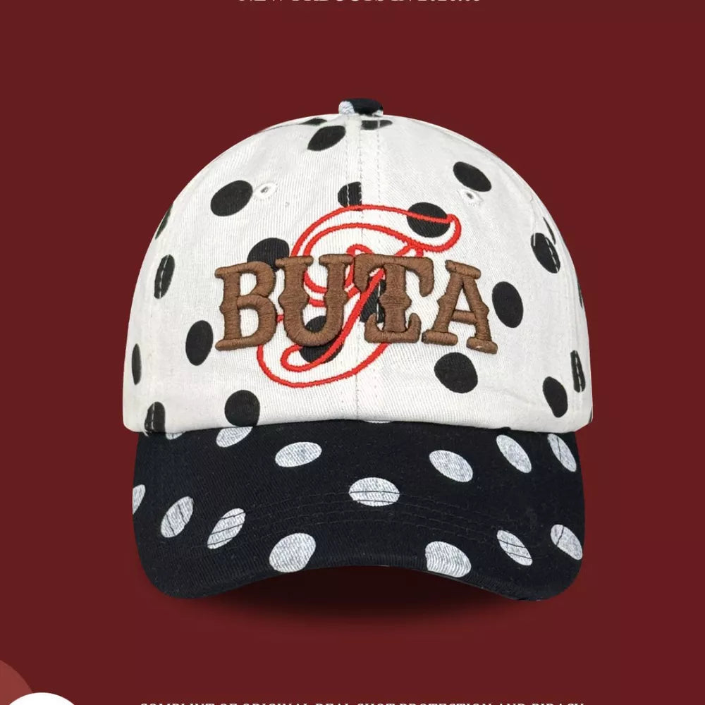 Polka Dot Embroidered Cotton Cap