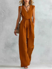Sleeveless Wide Leg Jumpsuit, fit detail