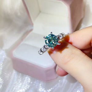 0.3 Carat Round Moissanite Sterling Silver Ring, close-up detail