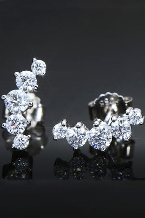 Silver celestial cluster stud earrings with sparkling cubic zirconia stones