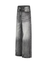 Men's Vintage Wash Wide Leg Jeans Plus Size in Black, side view