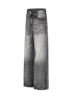 Men's Vintage Wash Wide Leg Jeans Plus Size in Black, side view