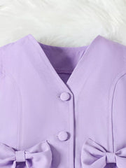 Purple baby vest with bowknot detail and button front