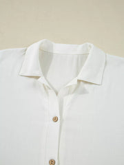 Puffy Sleeve Ruffled Cuff Buttoned Shirt