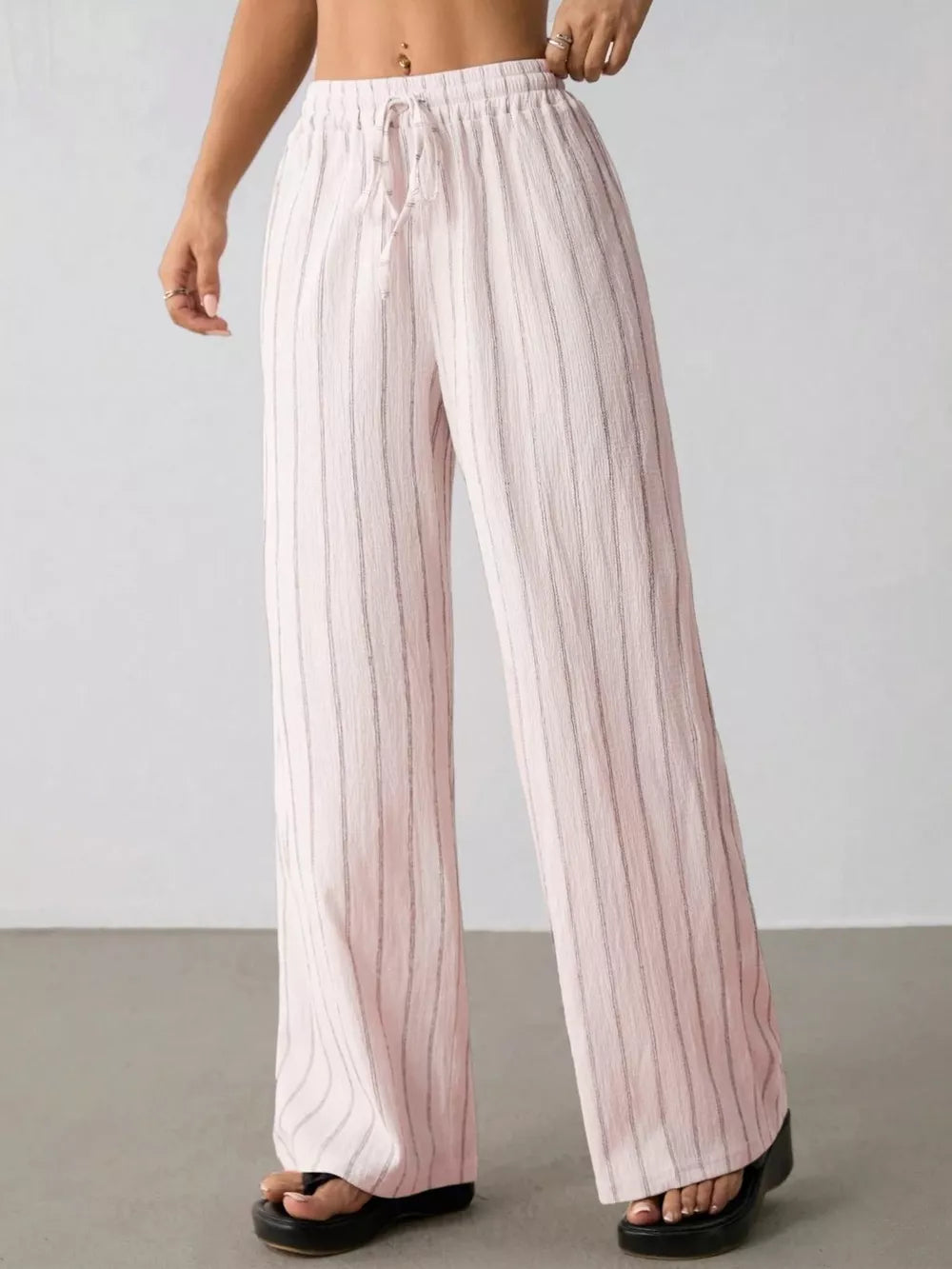 Striped Wide-leg Drawstring Pants, view 24