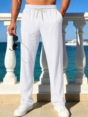Men's Casual Striped Drawstring Pants Plus Size, model styling view