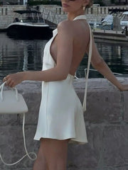 Elegant Backless Halter Mini Dress